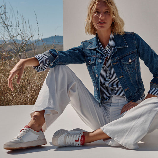 Lifestyle image for Kimmie Court Sneaker - Cream Red