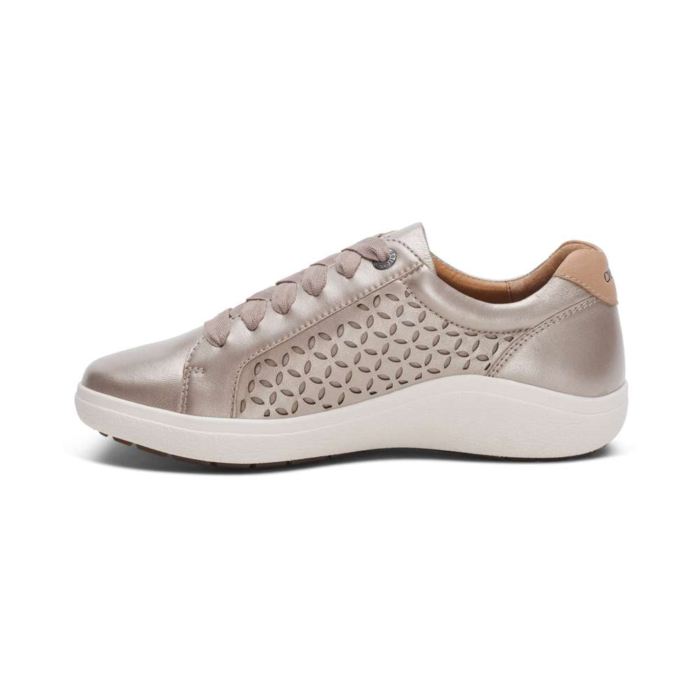 Courtney Lace-up Sneakers - White Gold Cutout