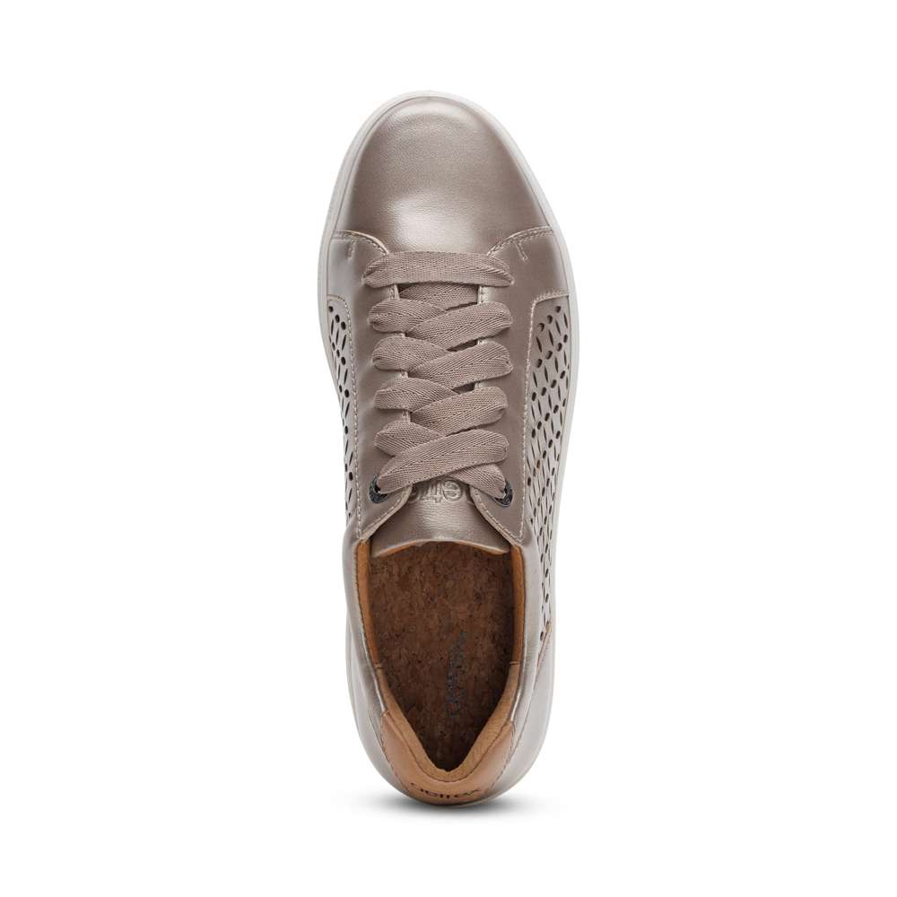 Courtney Lace-up Sneakers - White Gold Cutout