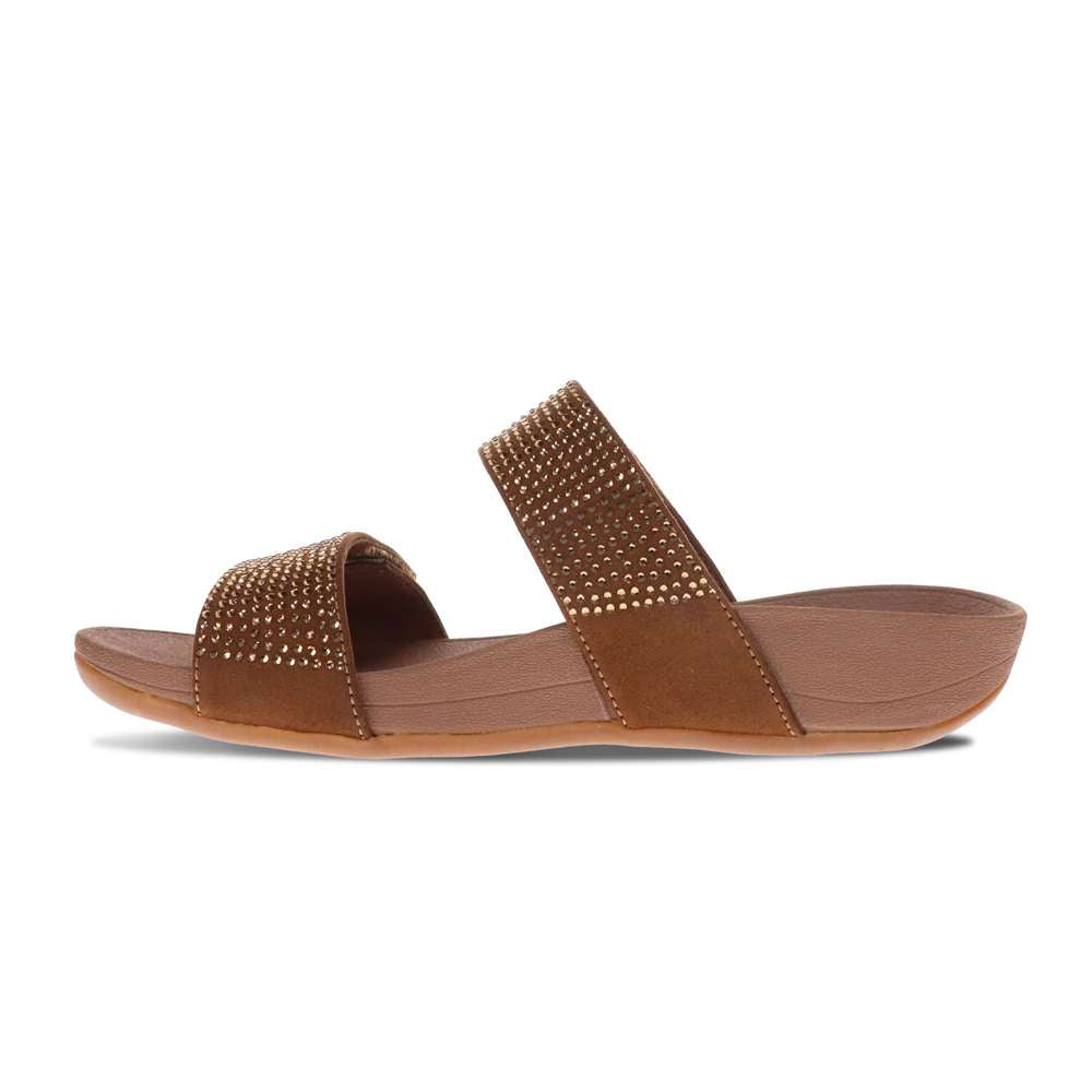 Avoca Slide Sandal - Bronze Rhines Stone