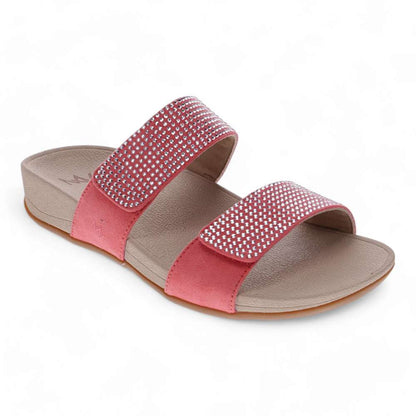 Avoca Slide Sandal - Coral Rhinestone