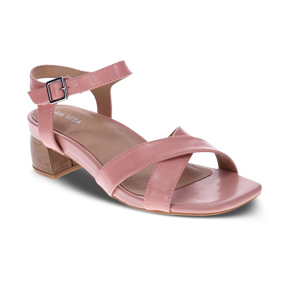 Yara Heeled Sandal - Pale Pink Croc