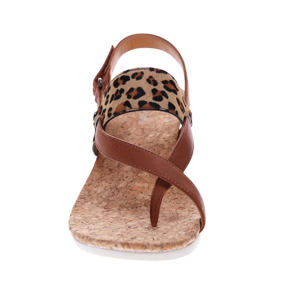Honolulu Backstrap Wedge - Cognac/Leopard