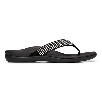 Islander Rhinestone Toe Post Sandal - Black