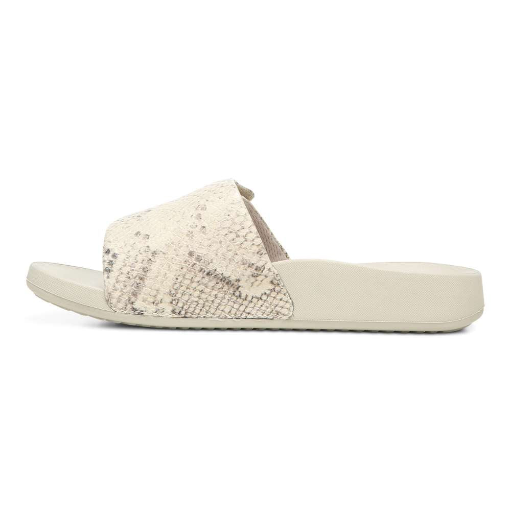 Keira Slide Sandal - Cream Snake