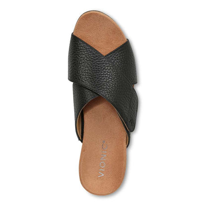 Leticia Wedge Sandal - Black Leather