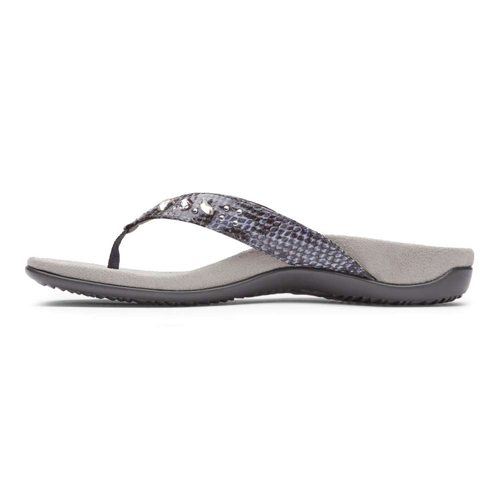 Lucia Toe Post Sandal - Slate Grey Snake