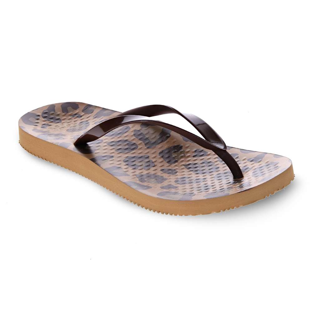 Noosa Print Toe Post Sandal - Leopard Brown