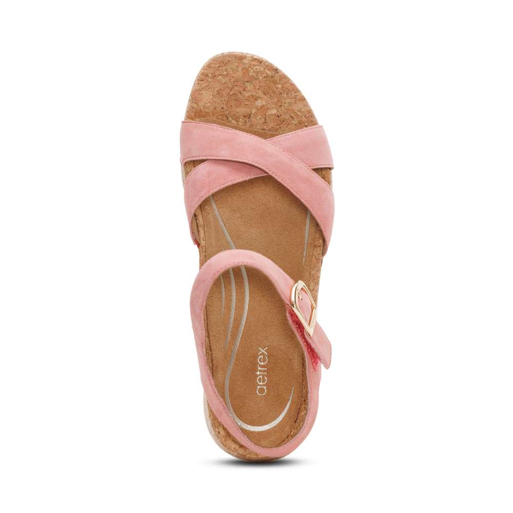Flora Adjustable Strap Wedge - Antique rose